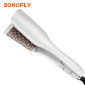 SONOFLY 3D Grid Porumb Perm Atelă Profesională Pufoasă Ceramică Ondulător de păr ondulat Fier de curling 5 Temperaturi Instrumente de styling RZ-006