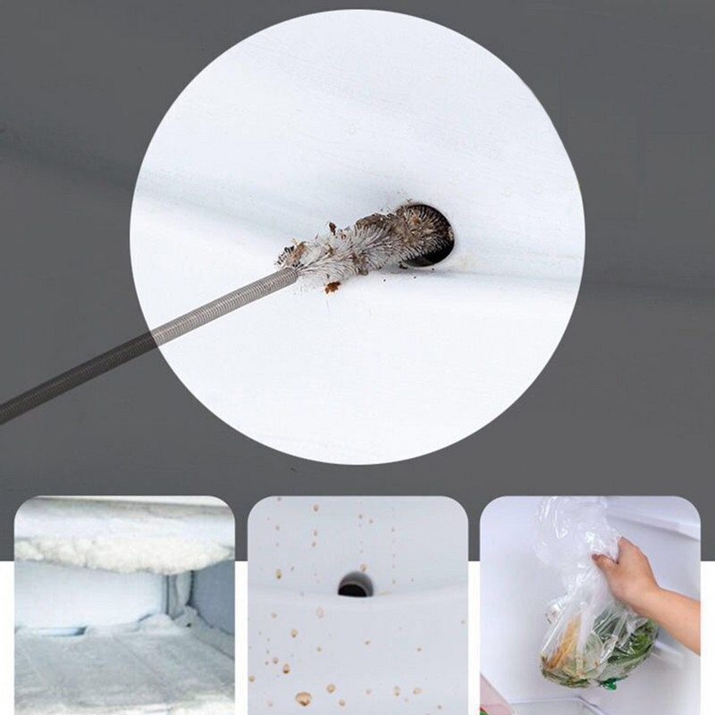 Šaldytuvo nutekėjimo anga užsikimšimo šalinimo priemonė žemsiurbės valymas Lankstus šaldytuvo šveitimo šepetys Vandens gilinimas buitinis valymo įrankis