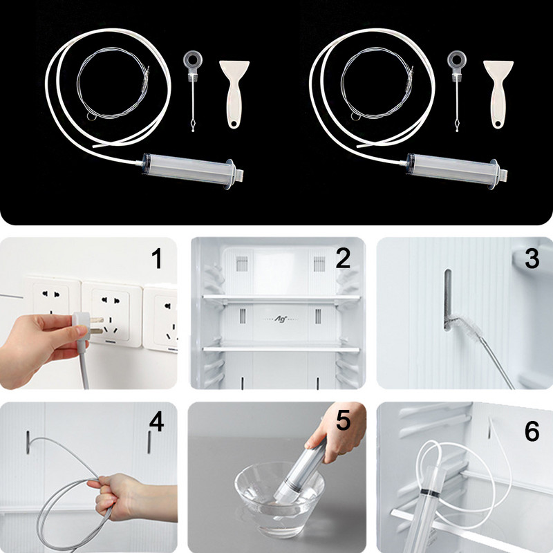 Šaldytuvo nutekėjimo anga užsikimšimo šalinimo priemonė žemsiurbės valymas Lankstus šaldytuvo šveitimo šepetys Vandens gilinimas buitinis valymo įrankis