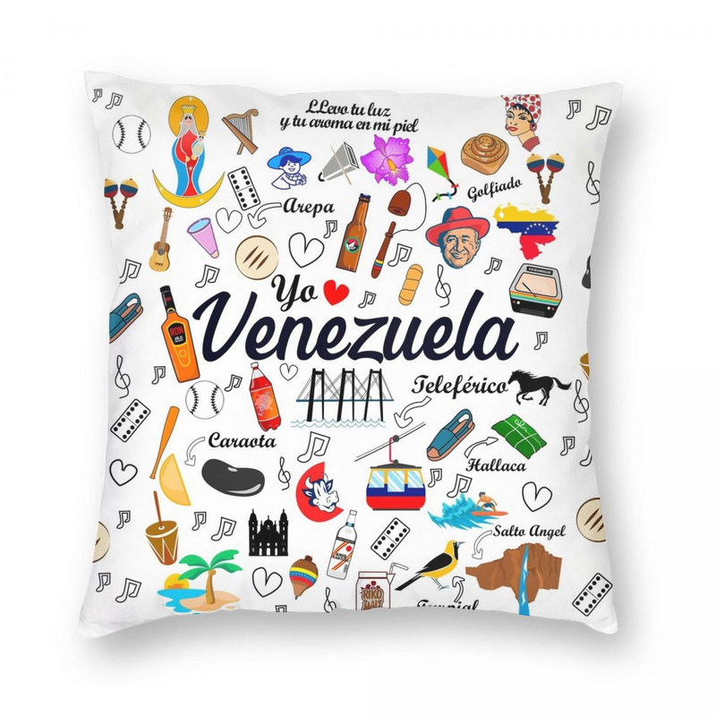 Venezuelai Pride szögletes párnahuzat poliészter vászon bársony nyomtatott cipzáras dekor párnahuzat autós párnahuzat
