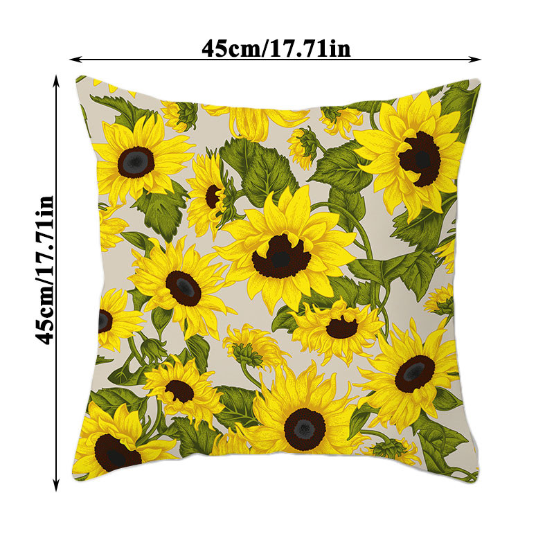 45 * 45 cm saulėgrąžų pagalvių užvalkalų spausdinimo serija Neblunkantis juosmens pagalvės užvalkalas, plaunamas sofos reikmenys, pagalvės užvalkalas, namų dekoravimas