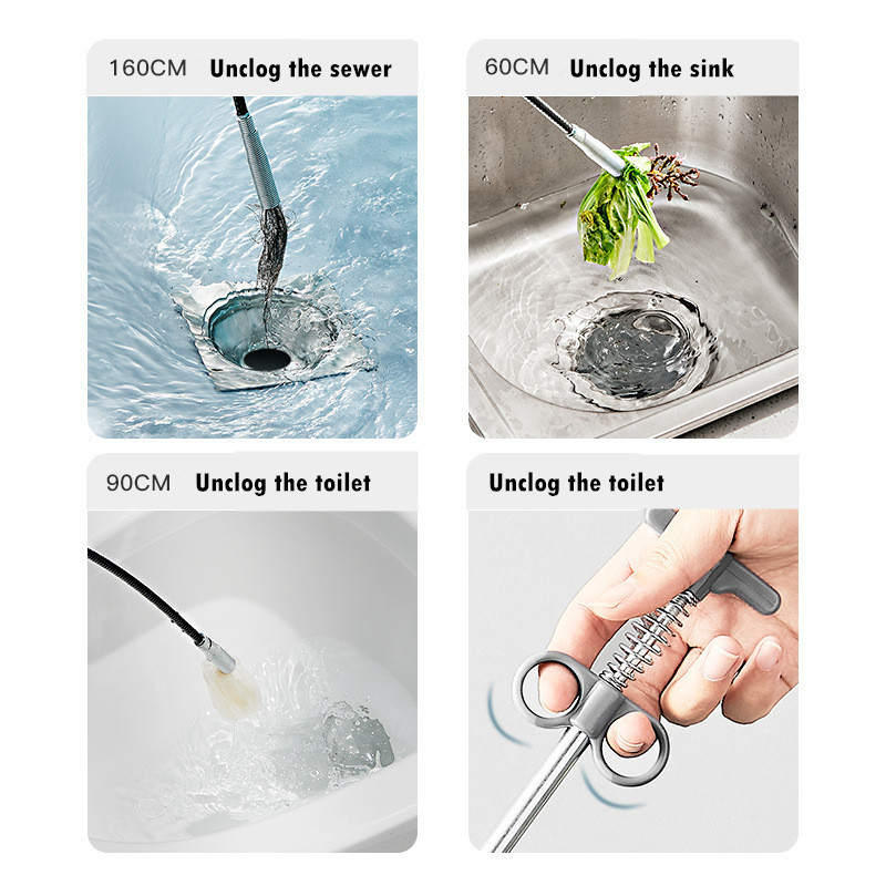 Kanalizācijas cauruļu atbloķētājs ar spīļa āķi Čūskas stieples atsperes dragas rīks Virtuve Vannas istabas santehnikas tīrīšanas rīks Virtuves piederumi