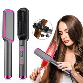 Plaukų tiesinimo šepetys Elektrinis šildomas šukų tiesintuvas 3 viename Daugiafunkcis plaukų tiesinimo šepetys Keraminis plaukų suktukas