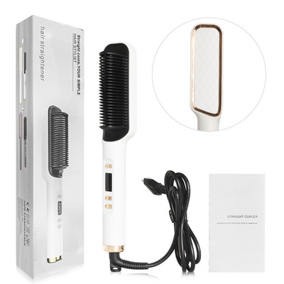 Plaukų tiesinimo šepetys Elektrinis šildomas šukų tiesintuvas 3 viename Daugiafunkcis plaukų tiesinimo šepetys Keraminis plaukų suktukas