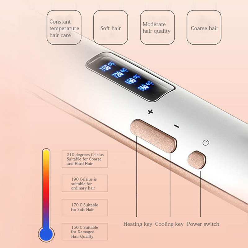 Plaukų tiesintuvas 2 viename plokščias lygintuvas profesionalus tiesinamasis garbanojimo lygintuvas LCD ekranas plaukų suktukas keraminės garbanojimo žnyplės