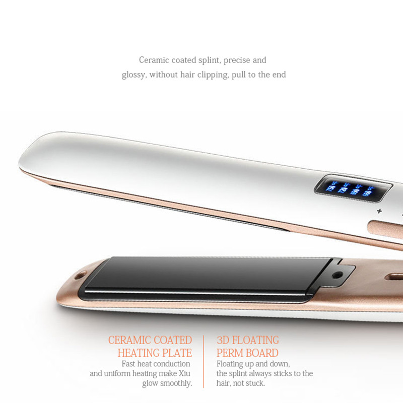 Profesionalus plaukų tiesintuvas 2 viename plokščias lygintuvas garbanojimo geležies keraminis plaukų suktukas Styler LCD ekranas plaukų garbanojimo priemonė