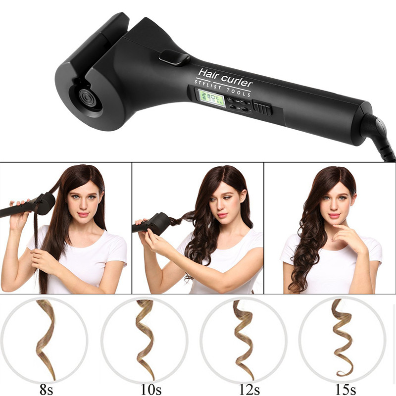 Ondulator de par automat Ecran LCD Fier de ondulat magic Portabil de călătorie ceramică Încălzire la cald Anti-perm Curl Styler Instrumente de coafare a părului