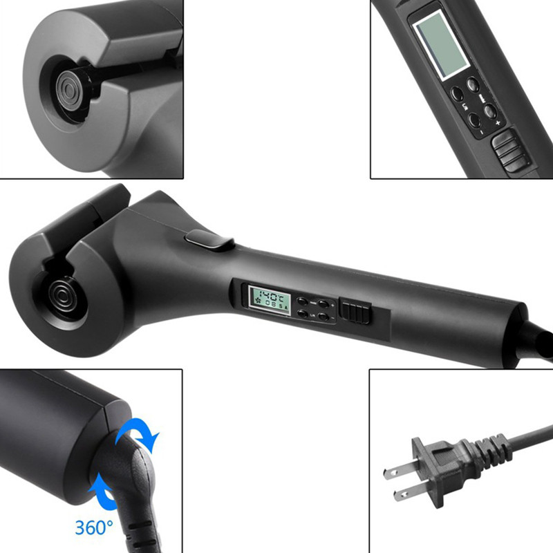 Ondulator de par automat Ecran LCD Fier de ondulat magic Portabil de călătorie ceramică Încălzire la cald Anti-perm Curl Styler Instrumente de coafare a părului