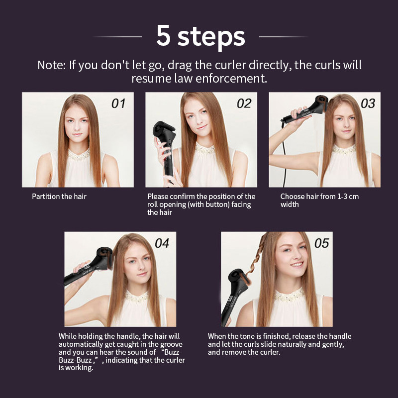 Ondulator de par automat Ecran LCD Fier de ondulat magic Portabil de călătorie ceramică Încălzire la cald Anti-perm Curl Styler Instrumente de coafare a părului