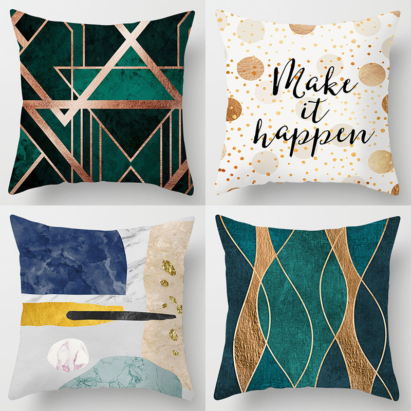 45*45cm otthoni kanapé párnahuzat Home Decor Geometric Series őszibarack bőr párnahuzat Luxus arany dekoratív párnahuzat