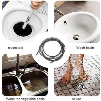 Инструменти за шнек за тоалетна змиевидна тръба Средство за отстраняване на запушвания от тоалетна Телескопично почистване от неръждаема стомана Отпушване Инструменти за водопровод Пластмасова тръба