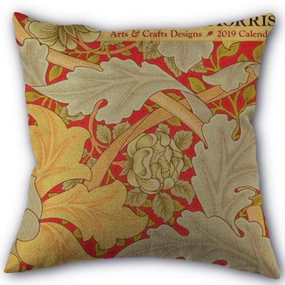 Szép William Morris párnahuzat Pamut vászon szövet Négyzet alakú cipzáras párnahuzat 45X45cm Esküvői dekoratív párnahuzat 11-17