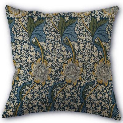 Szép William Morris párnahuzat Pamut vászon szövet Négyzet alakú cipzáras párnahuzat 45X45cm Esküvői dekoratív párnahuzat 11-17