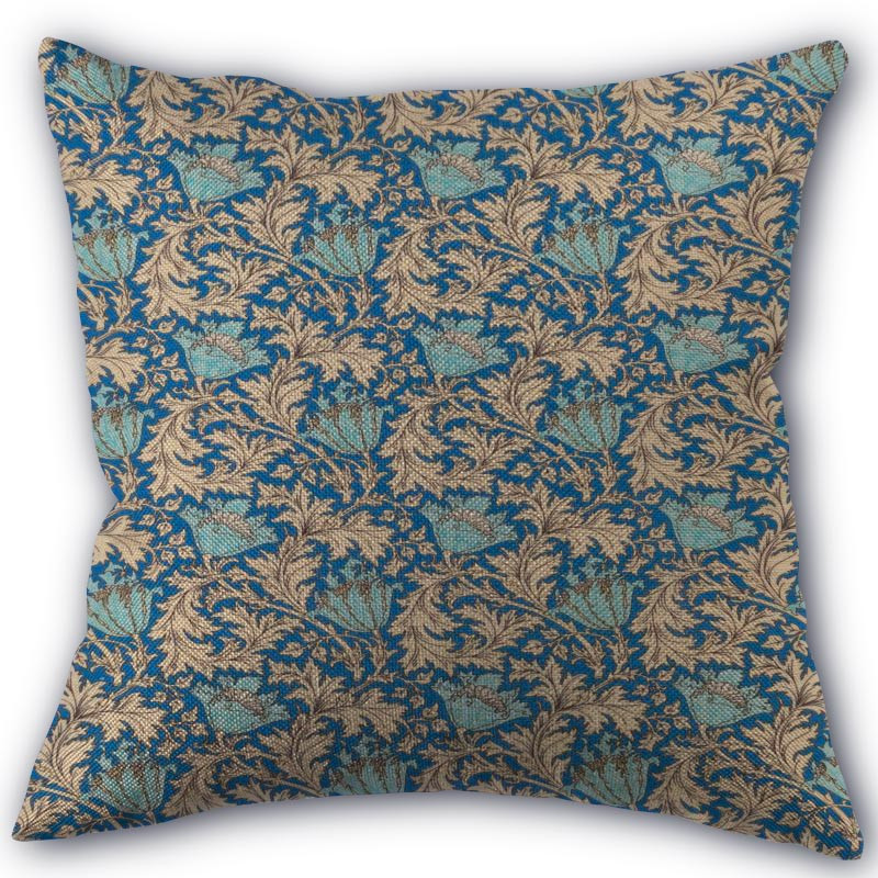 Szép William Morris párnahuzat Pamut vászon szövet Négyzet alakú cipzáras párnahuzat 45X45cm Esküvői dekoratív párnahuzat 11-17