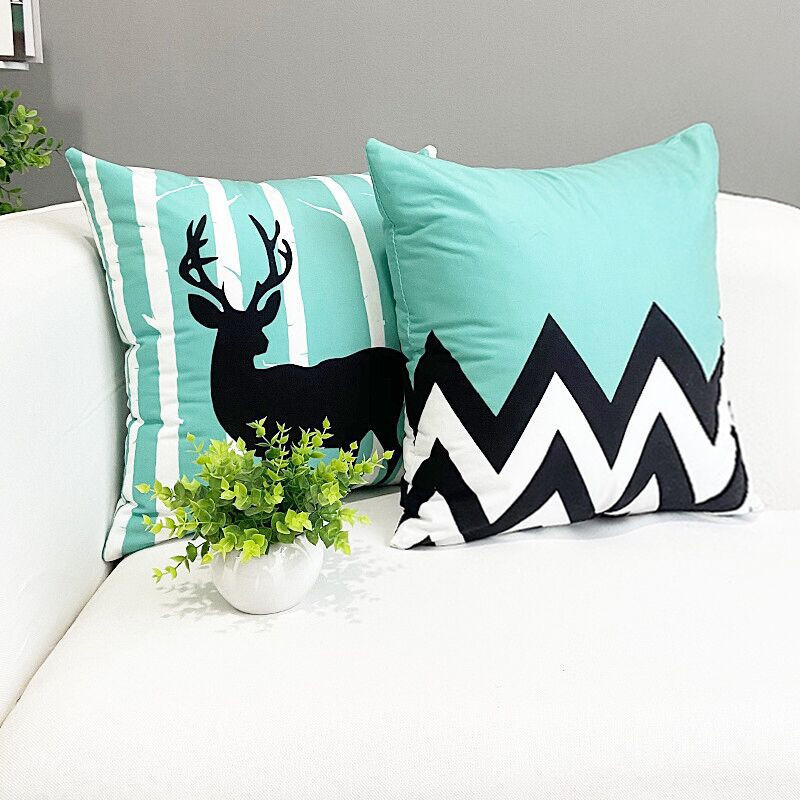 45x45cm Fresh Elk Animal párnahuzat Nordic színes csíkos geometrikus párna párnahuzat Kanapé Iroda nappali lakberendezés