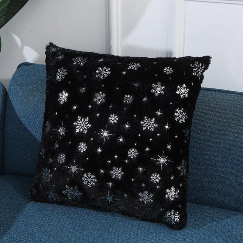 Karácsonyi párnahuzat kétoldalas rejtett cipzár 43x43cm hópelyhek flitter karácsonyi dekoratív párnahuzat kanapé kanapéágyhoz