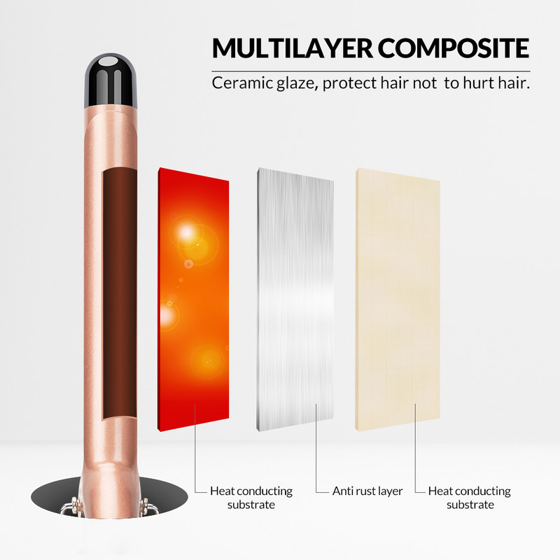 LCD hajcsavarók elektromos egycsöves kerámia mázas körte virág kúp Professzionális görgős hőmérséklet állítás Hajgöndörítő vasalók eszközök