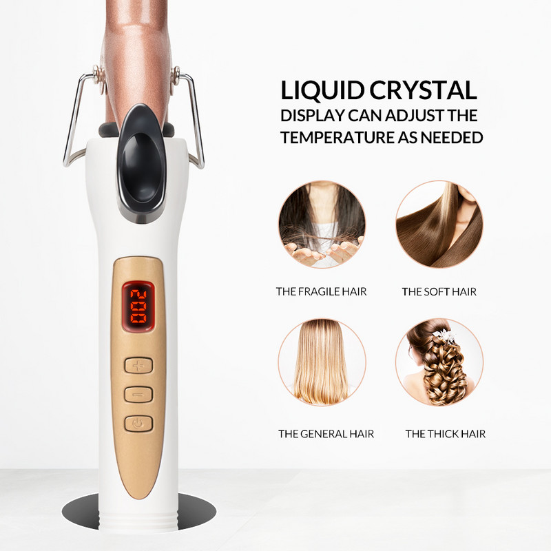 LCD hajcsavarók elektromos egycsöves kerámia mázas körte virág kúp Professzionális görgős hőmérséklet állítás Hajgöndörítő vasalók eszközök