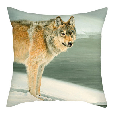 Decor pentru casă Husă de pernă cu imprimeu cu animale sălbatice Husă de pernă cu fotografie Regele lupului Față de pernă decor pentru canapea de acasă 45x45cm