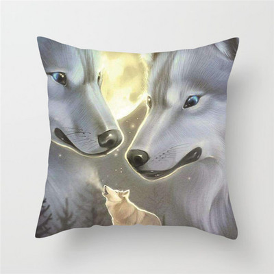 Decor pentru casă Husă de pernă cu imprimeu cu animale sălbatice Husă de pernă cu fotografie Regele lupului Față de pernă decor pentru canapea de acasă 45x45cm