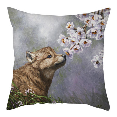 Decor pentru casă Husă de pernă cu imprimeu cu animale sălbatice Husă de pernă cu fotografie Regele lupului Față de pernă decor pentru canapea de acasă 45x45cm