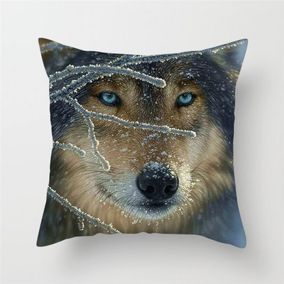 Decor pentru casă Husă de pernă cu imprimeu cu animale sălbatice Husă de pernă cu fotografie Regele lupului Față de pernă decor pentru canapea de acasă 45x45cm