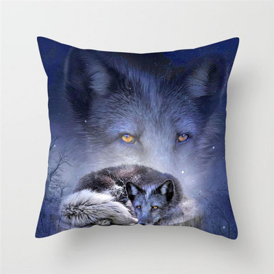 Decor pentru casă Husă de pernă cu imprimeu cu animale sălbatice Husă de pernă cu fotografie Regele lupului Față de pernă decor pentru canapea de acasă 45x45cm