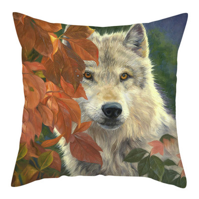 Decor pentru casă Husă de pernă cu imprimeu cu animale sălbatice Husă de pernă cu fotografie Regele lupului Față de pernă decor pentru canapea de acasă 45x45cm
