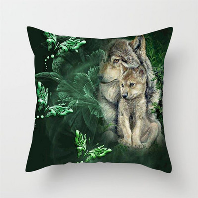 Decor pentru casă Husă de pernă cu imprimeu cu animale sălbatice Husă de pernă cu fotografie Regele lupului Față de pernă decor pentru canapea de acasă 45x45cm