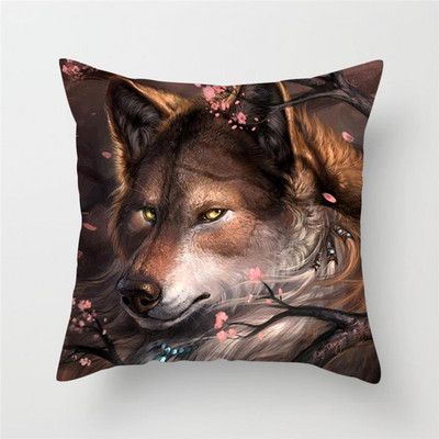 Decor pentru casă Husă de pernă cu imprimeu cu animale sălbatice Husă de pernă cu fotografie Regele lupului Față de pernă decor pentru canapea de acasă 45x45cm