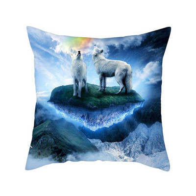 Decor pentru casă Husă de pernă cu imprimeu cu animale sălbatice Husă de pernă cu fotografie Regele lupului Față de pernă decor pentru canapea de acasă 45x45cm