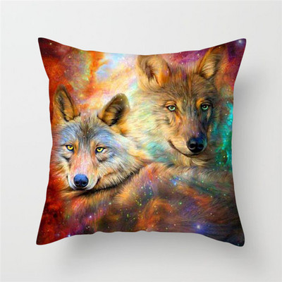 Decor pentru casă Husă de pernă cu imprimeu cu animale sălbatice Husă de pernă cu fotografie Regele lupului Față de pernă decor pentru canapea de acasă 45x45cm