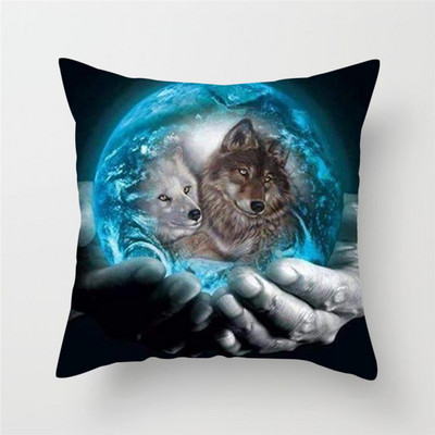 Decor pentru casă Husă de pernă cu imprimeu cu animale sălbatice Husă de pernă cu fotografie Regele lupului Față de pernă decor pentru canapea de acasă 45x45cm
