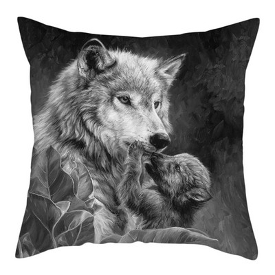 Decor pentru casă Husă de pernă cu imprimeu cu animale sălbatice Husă de pernă cu fotografie Regele lupului Față de pernă decor pentru canapea de acasă 45x45cm