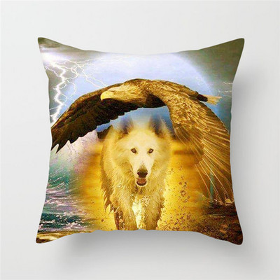Decor pentru casă Husă de pernă cu imprimeu cu animale sălbatice Husă de pernă cu fotografie Regele lupului Față de pernă decor pentru canapea de acasă 45x45cm