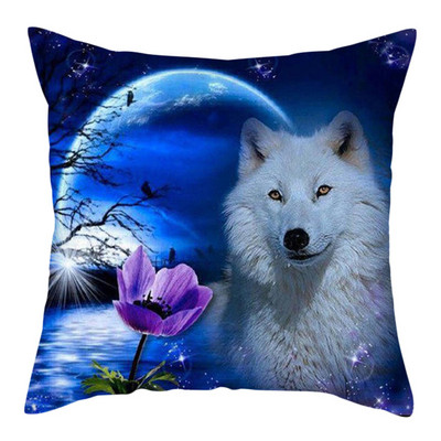 Decor pentru casă Husă de pernă cu imprimeu cu animale sălbatice Husă de pernă cu fotografie Regele lupului Față de pernă decor pentru canapea de acasă 45x45cm