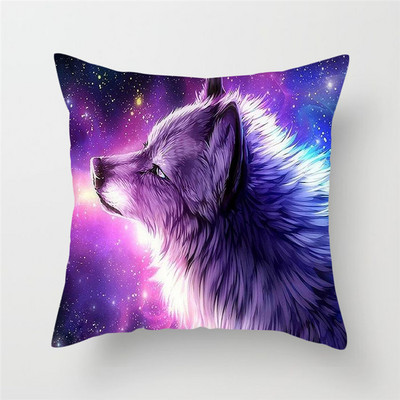 Decor pentru casă Husă de pernă cu imprimeu cu animale sălbatice Husă de pernă cu fotografie Regele lupului Față de pernă decor pentru canapea de acasă 45x45cm