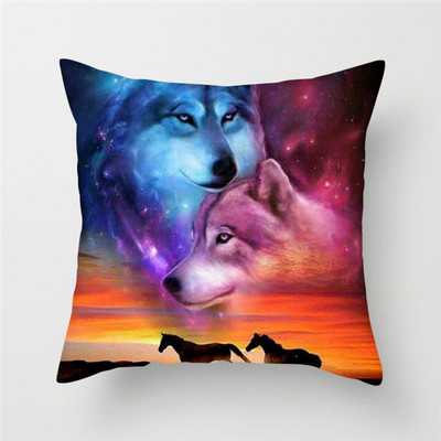 Decor pentru casă Husă de pernă cu imprimeu cu animale sălbatice Husă de pernă cu fotografie Regele lupului Față de pernă decor pentru canapea de acasă 45x45cm