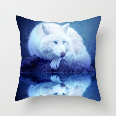 Decor pentru casă Husă de pernă cu imprimeu cu animale sălbatice Husă de pernă cu fotografie Regele lupului Față de pernă decor pentru canapea de acasă 45x45cm