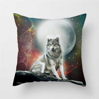 Decor pentru casă Husă de pernă cu imprimeu cu animale sălbatice Husă de pernă cu fotografie Regele lupului Față de pernă decor pentru canapea de acasă 45x45cm