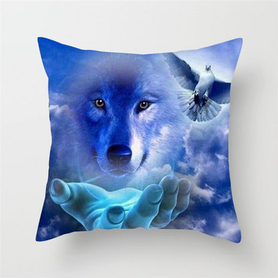 Decor pentru casă Husă de pernă cu imprimeu cu animale sălbatice Husă de pernă cu fotografie Regele lupului Față de pernă decor pentru canapea de acasă 45x45cm