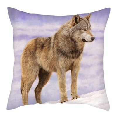 Decor pentru casă Husă de pernă cu imprimeu cu animale sălbatice Husă de pernă cu fotografie Regele lupului Față de pernă decor pentru canapea de acasă 45x45cm