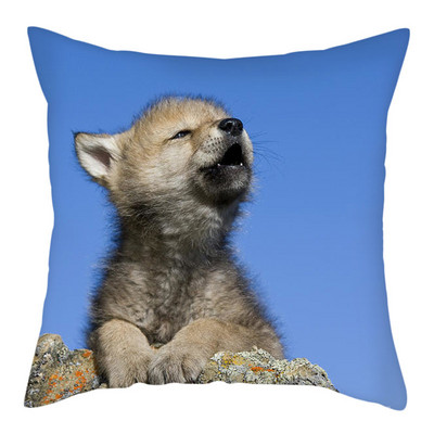 Decor pentru casă Husă de pernă cu imprimeu cu animale sălbatice Husă de pernă cu fotografie Regele lupului Față de pernă decor pentru canapea de acasă 45x45cm