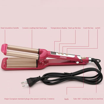 Ceramic Crimpers Wavers Curler Hair Crimper Ραβδί για μπούκλες Γρήγορη θέρμανση 3 βαρελιών Hair Waver Εργαλεία για όλους τους τύπους μαλλιών