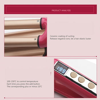 Ceramic Crimpers Wavers Curler Hair Crimper Ραβδί για μπούκλες Γρήγορη θέρμανση 3 βαρελιών Hair Waver Εργαλεία για όλους τους τύπους μαλλιών