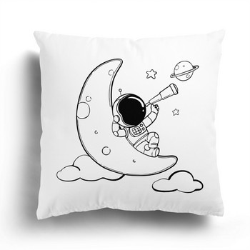 Домашен диван Калъфка за възглавница с анимационен модел Калъфка за възглавница Модна черно-бяла звезда Астронавт Плюшена калъфка