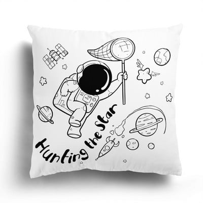 Otthoni kanapé párnahuzat Rajzfilm mintás párnahuzat divat fekete-fehér csillag Astronaut plüss párnahuzat