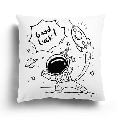 Otthoni kanapé párnahuzat Rajzfilm mintás párnahuzat divat fekete-fehér csillag Astronaut plüss párnahuzat