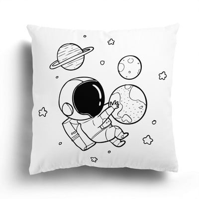 Otthoni kanapé párnahuzat Rajzfilm mintás párnahuzat divat fekete-fehér csillag Astronaut plüss párnahuzat