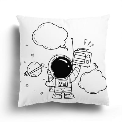 Otthoni kanapé párnahuzat Rajzfilm mintás párnahuzat divat fekete-fehér csillag Astronaut plüss párnahuzat